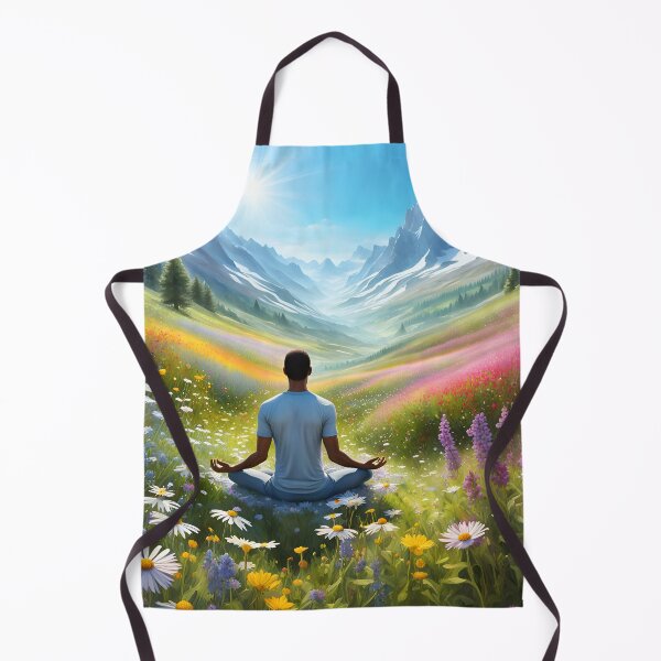 Item preview, Meditating/Praying in a wildflower meadow looking at the mountains. designed and sold by Zen-Hues.