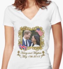 Prince Harry and Meghan Markle Women's Fitted V-Neck T-Shirt