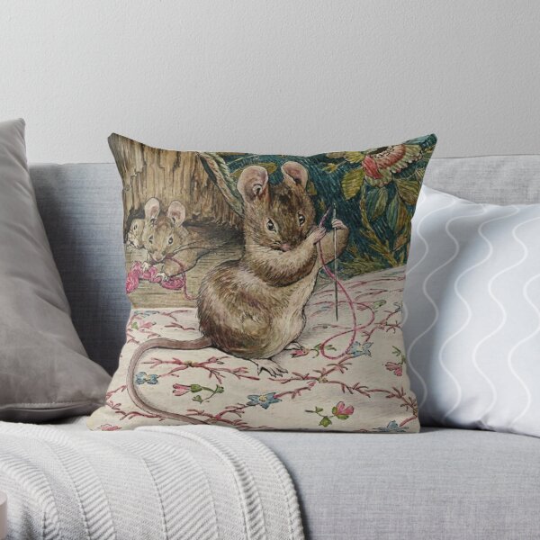The Mice at Work.Threading the Needle. Beatrix Potter. Throw Pillow