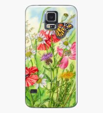 Funda/vinilo para Samsung Galaxy Mariposa monarca y flores silvestres (acuarela sobre papel)