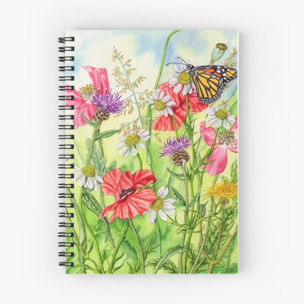 Item preview, Monarch Butterfly and Wild Flowers (watercolour on paper) designed and sold by Painting By Nature.