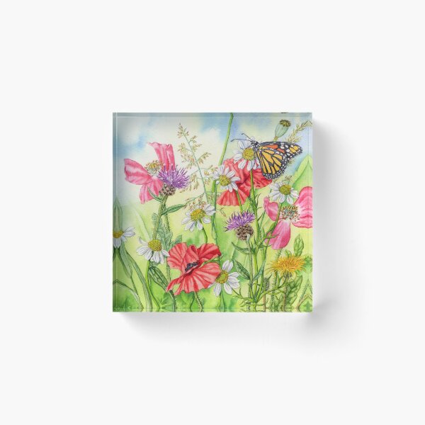 Item preview, Monarch Butterfly and Wild Flowers (watercolour on paper) designed and sold by Painting By Nature.
