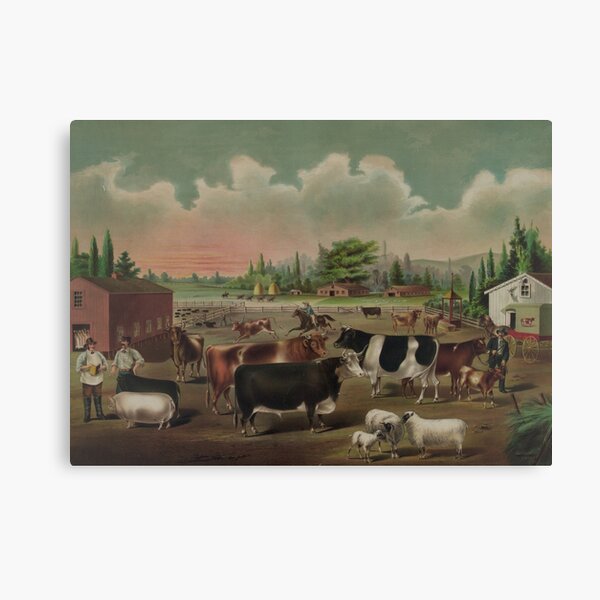 Item preview, Vintage Livestock Farm Painting (1887) designed and sold by BravuraMedia.