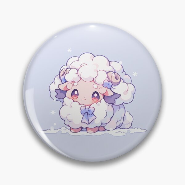 Item preview, Cute Kawaii Happy Pink and Purple Sheep Lamb Playing in the Snow designed and sold by CozyKawaiiArt.