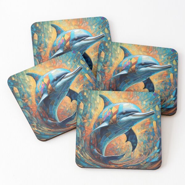 Item preview, Abstract Art Dolphin with Fragmented Geometric Design designed and sold by TheBigBubble.