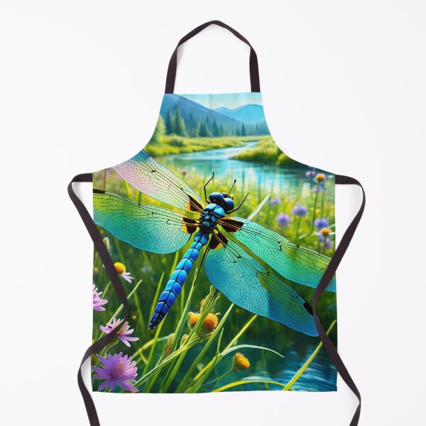 Item preview, A stunning dragonfly flies over the wildflower meadow stream. designed and sold by Zen-Hues.