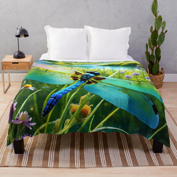 Item preview, A stunning dragonfly flies over the wildflower meadow stream. designed and sold by Zen-Hues.