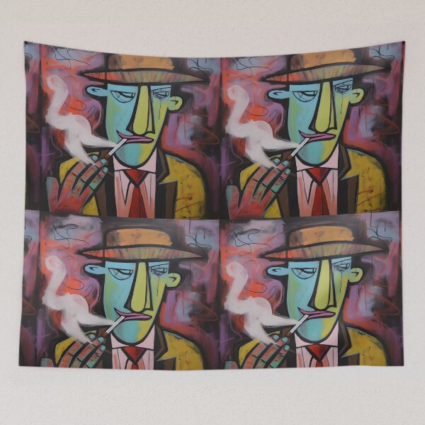Item preview, Chromatic Cigar Chronicles- Harmony Unleashed in Acrylic Pastels designed and sold by OlfactoART Studio.