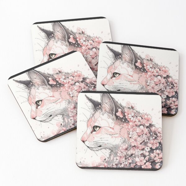 Item preview, Aesthetic Cat with Pink Flowers  designed and sold by momosstyle.