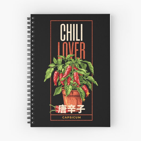 Item preview, Chili lover design with a chili plant, CAPSICUM, chili fruits and japanese text japanese Typography  designed and sold by Dahlann.