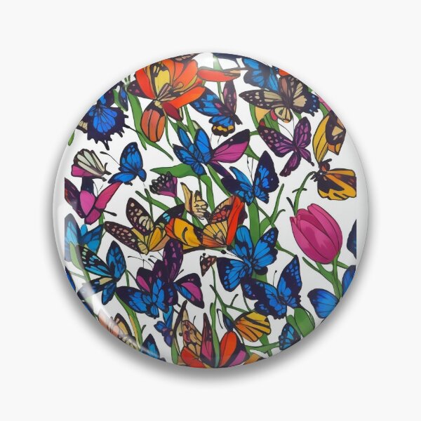 Item preview, tulips and butterflies multicolor pattern  designed and sold by gwiggington.