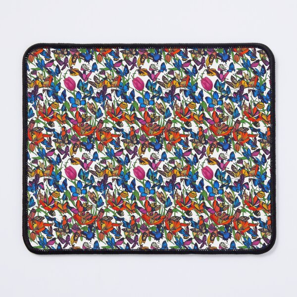 Item preview, tulips and butterflies multicolor pattern designed and sold by gwiggington.