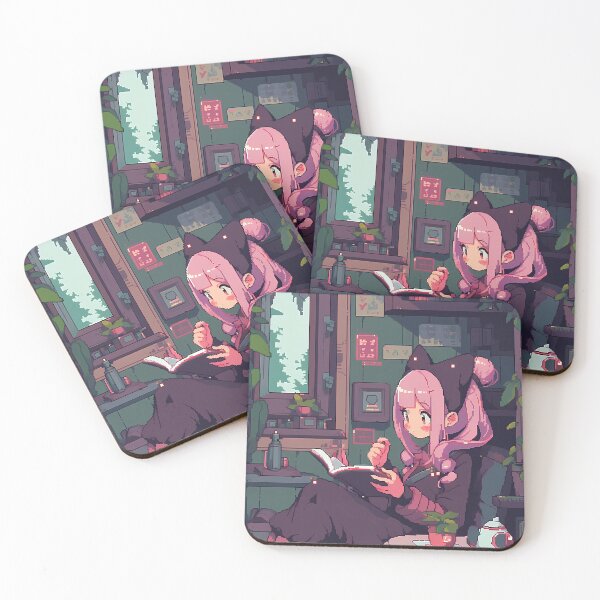 Item preview, Pink haired Anime girl reading a book- Pixel art designed and sold by octoboobs.