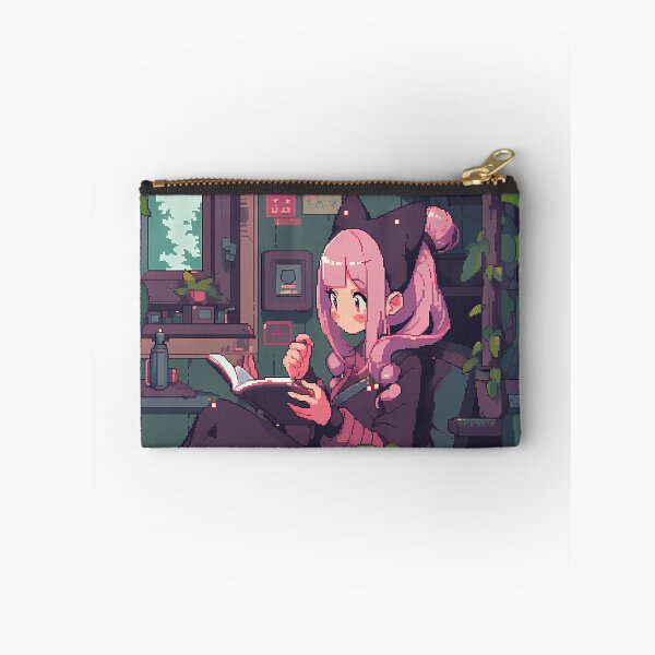 Item preview, Pink haired Anime girl reading a book- Pixel art designed and sold by octoboobs.