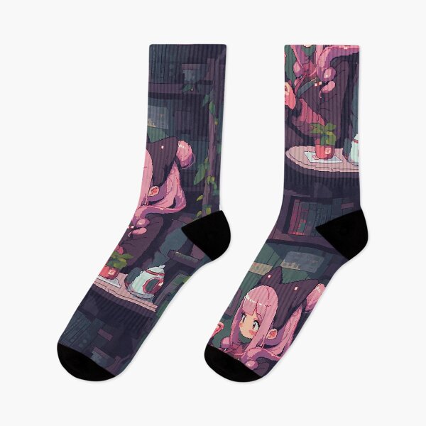 Item preview, Pink haired Anime girl reading a book- Pixel art designed and sold by octoboobs.