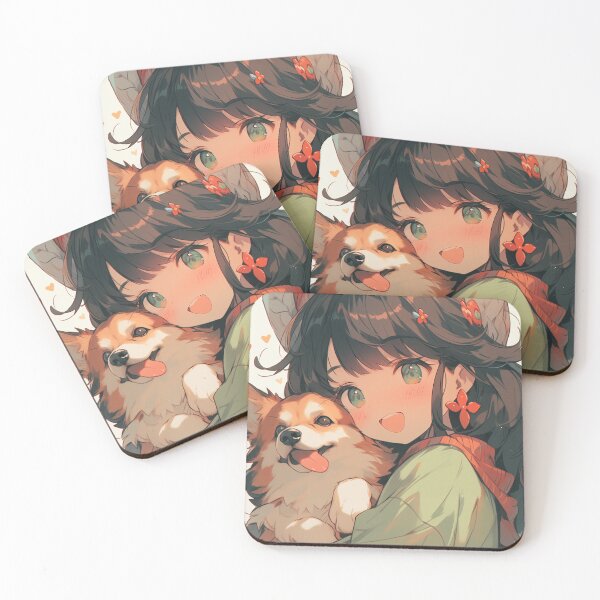 Item preview, Anime small girl with dog in field art designed and sold by TheArtistOf2022.