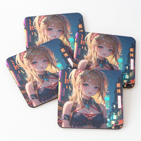 Item preview, Anime city girl in urban city at night art designed and sold by TheArtistOf2022.
