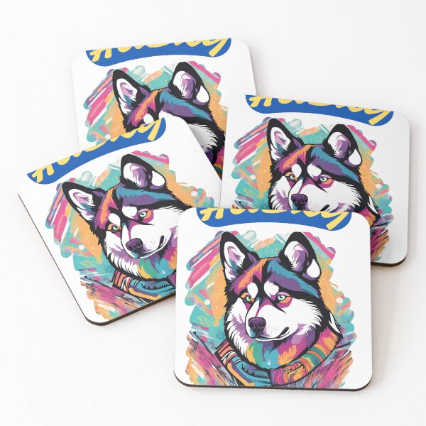 Item preview, a gift for lovers of colorful dogs, husky,  designed and sold by GroonSpace.