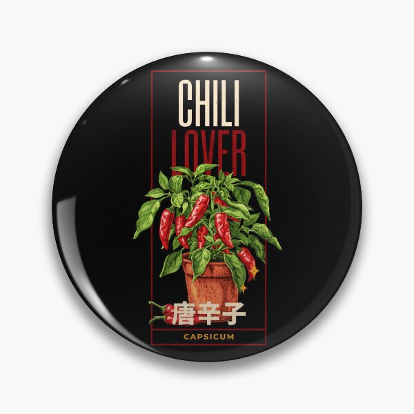 Item preview, Chili lover design with a chili plant, CAPSICUM, chili fruits and japanese text japanese Typography  designed and sold by Dahlann.