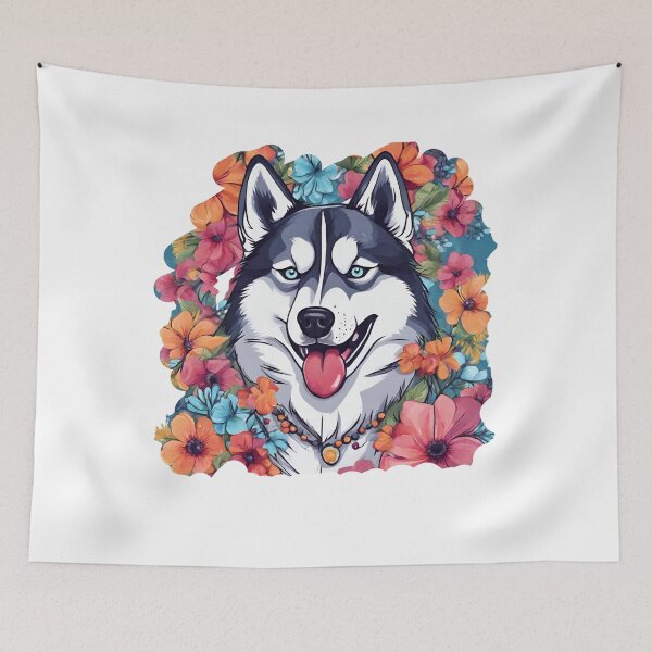Item preview, a gift for lovers of colorful dogs, flower husky, 2 designed and sold by GroonSpace.