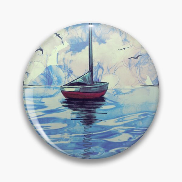 Item preview, sailboat drawing, modern yacht on the ocean designed and sold by wrightsonarts.