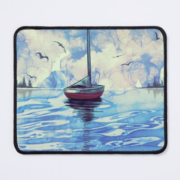 Item preview, sailboat drawing, modern yacht on the ocean designed and sold by wrightsonarts.
