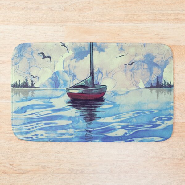 Item preview, sailboat drawing, modern yacht on the ocean designed and sold by wrightsonarts.
