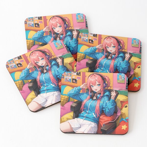Item preview, Anime 90s retro girl with headphones portrait art designed and sold by TheArtistOf2022.