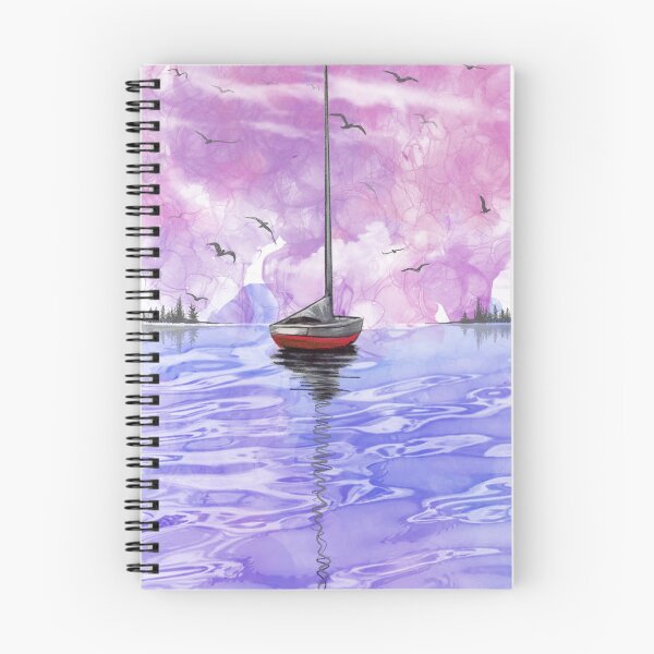 Item preview, sailboat cartoon, modern yacht on the ocean designed and sold by wrightsonarts.