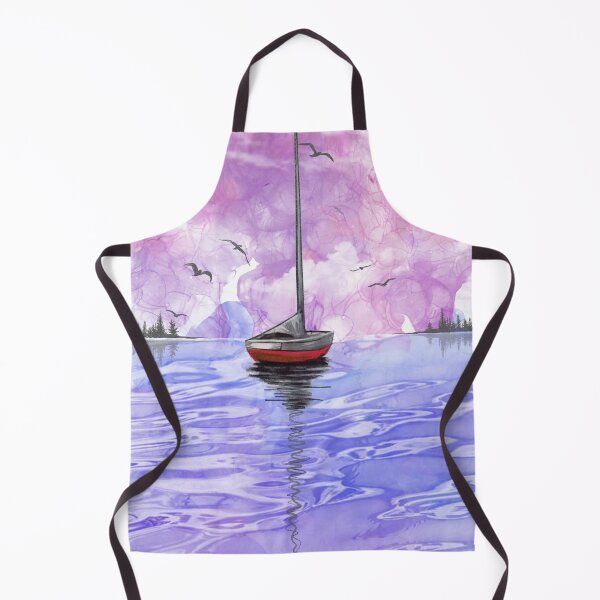 Item preview, sailboat cartoon, modern yacht on the ocean designed and sold by wrightsonarts.