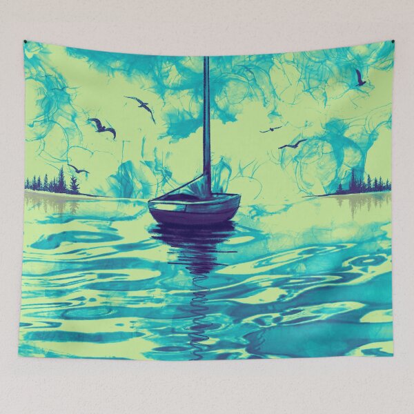 Item preview, modern yacht on the ocean ,sailing designed and sold by wrightsonarts.