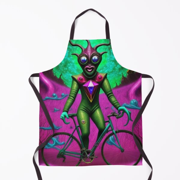 Item preview, Colorful Trippy Alien and Bicycle Art designed and sold by TheDarkWardrobe.