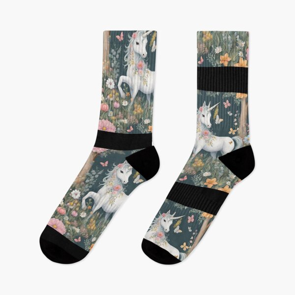 Item preview, Unicorn In Forest Butterflies & Wildflowers Colorful Design designed and sold by EarthArtDesigns.