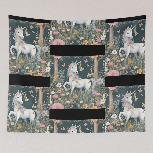 Item preview, Unicorn In Forest Butterflies & Wildflowers Colorful Design designed and sold by EarthArtDesigns.