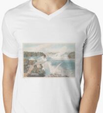 Vintage Illustration of Niagara Falls (1845) Men's V-Neck T-Shirt