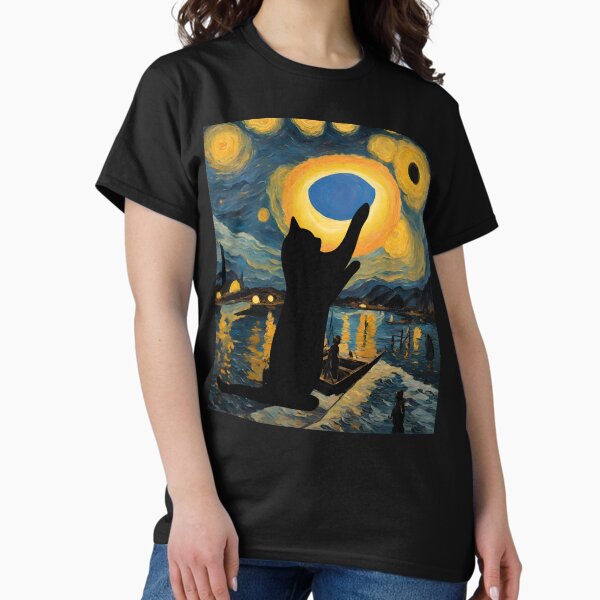 Aperçu de l'œuvre Éclipse solaire façon Van Gogh et mon chat noir au Texas créée et vendue par erozzz.
