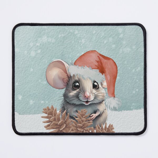 Item preview, Tiny Cute Mouse With Red Christmas Hat designed and sold by LittleGnomad.