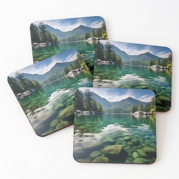Item preview, Serene lake nestled among towering trees designed and sold by johndesign88.