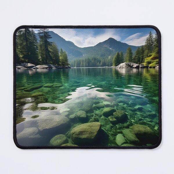 Item preview, Serene lake nestled among towering trees designed and sold by johndesign88.