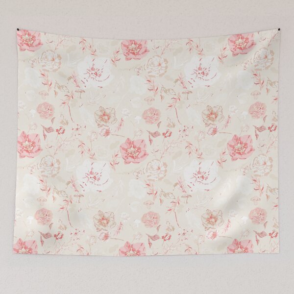 Item preview, Whispers of Elegance - Big Florals in Beige and Rose Pink designed and sold by ara-designs.