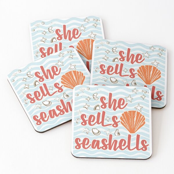 Item preview, She Sells Seashells Tongue Twister Art Print - Coastal Charm designed and sold by ArboretumFinds.