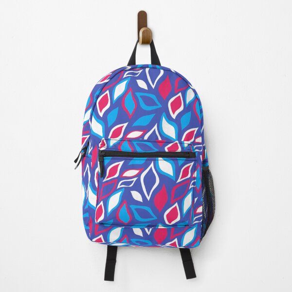 Item preview, Blue White Red Leaves Modern Contemporary Print Pattern designed and sold by VioletsnPansies.