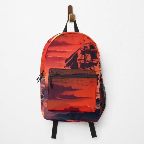 Item preview, Sunset Buccaneer | Hauntingly Beautiful Pirate Ship in Crimson designed and sold by FairX.