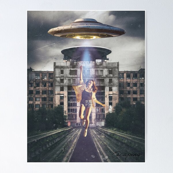 Item preview, UFO In The City Poster designed and sold by Pixelfunk.