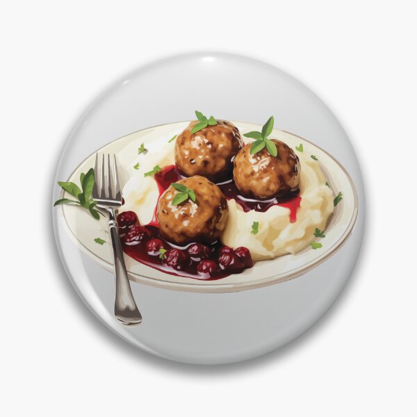 Item preview, Swedish Meatballs Served With Mashed Potatoes and Cranberry Sauce designed and sold by Alicia Chee.