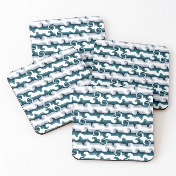 Item preview, Abstract Waves Blue White Green Repeating Pattern Ocean designed and sold by Tinosheart.