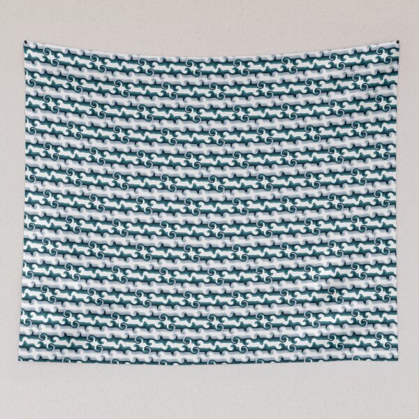 Item preview, Abstract Waves Blue White Green Repeating Pattern Ocean designed and sold by Tinosheart.