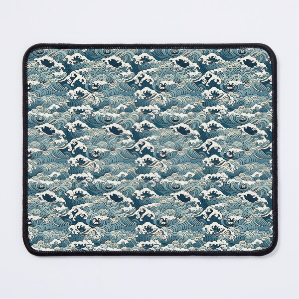 Item preview, Japanese Second Abstract Waves Blue White Repeating Pattern Ocean designed and sold by Tinosheart.