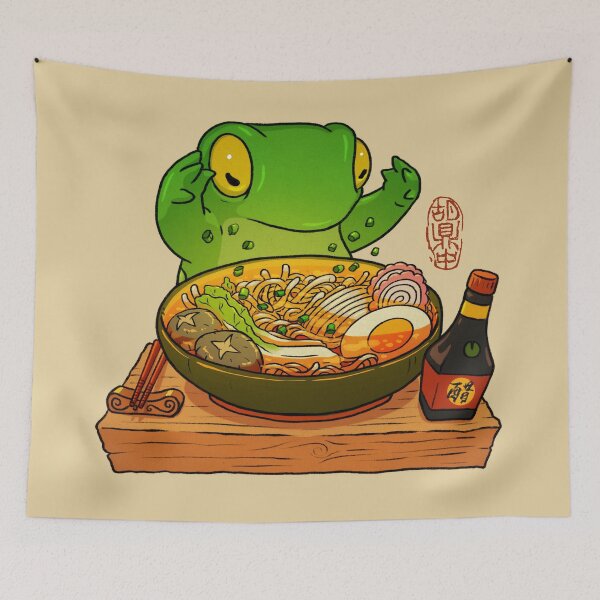 Item preview, frog making ramen art designed and sold by DingHuArt.