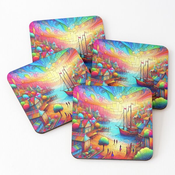 Item preview, Harbor of Hues: A Whimsical Waterfront Village designed and sold by Vitalka-uk.